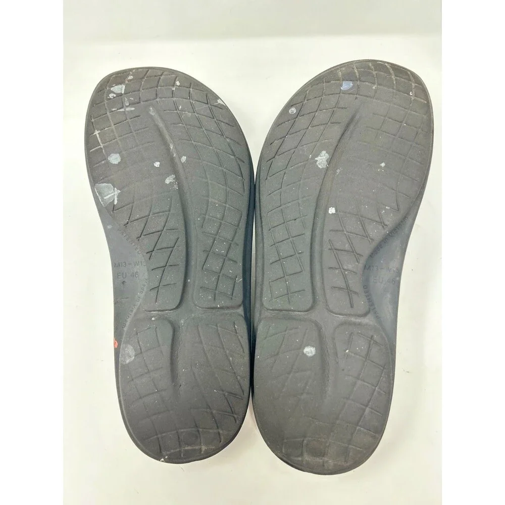 OOFOS Recovery Sandals US Mens 13 Black Flip Flop Thong Graphite Shoes